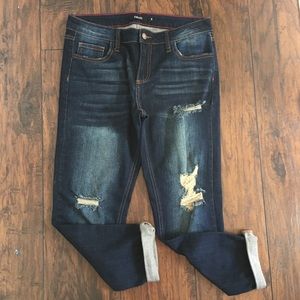 Cello | dark distressed slim straight jeans 9